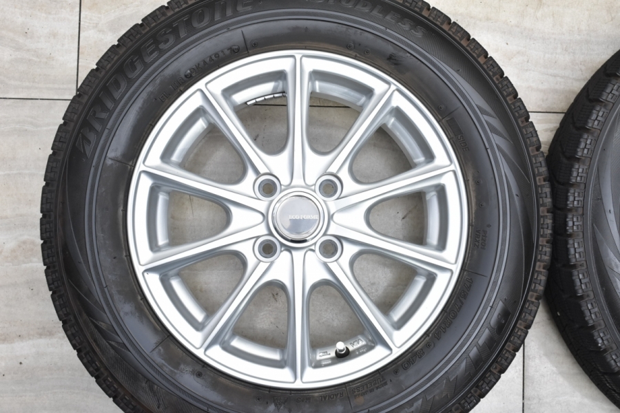 【バリ溝 美品】エコフォルム 14in 5.5J +45 PCD100 ブリヂストン ブリザック VRX 175/70R14 シエンタ アクア  ヴィッツ ヤリス フィット