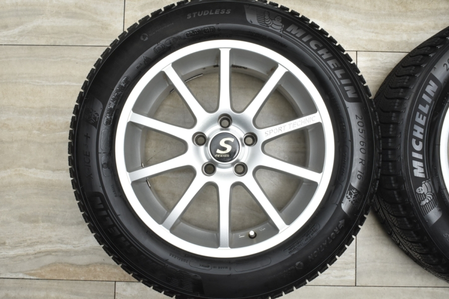 【美品】スポーツテクニック 17in 6.5JJ +40 PCD108 ミシュラン X-ICE3+ 205/60R16 ボルボ V40クロスカントリー  V70 車検用などに