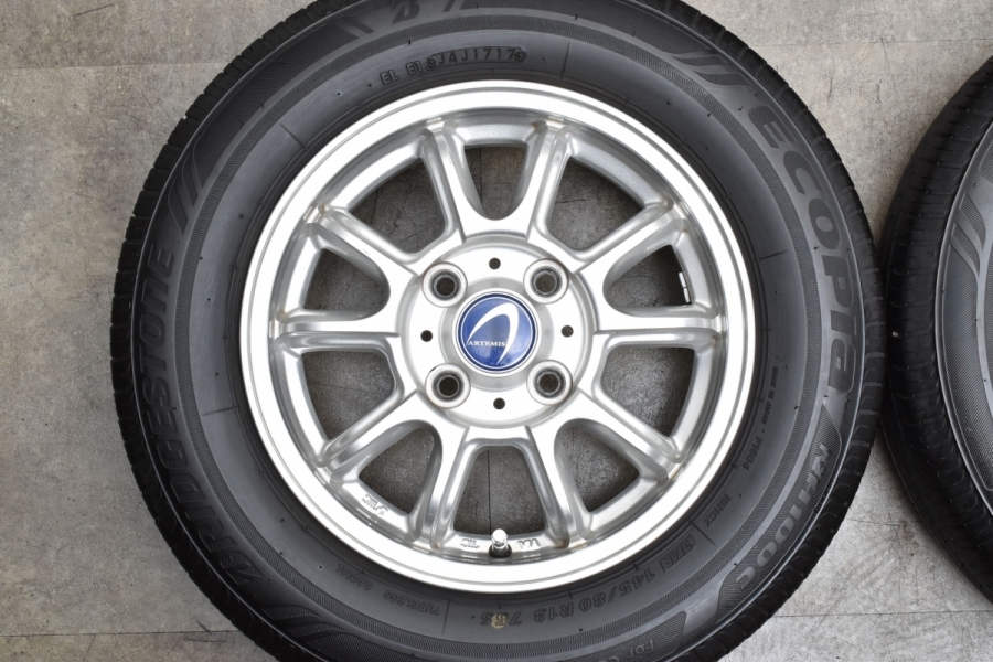 【ホイール美品】アルテミス LSW 13in 4J +43 PCD100 ブリヂストン エコピア NH100C 145/80R13 N-BOX  N-ONE N-WGN アルト ワゴンR タント