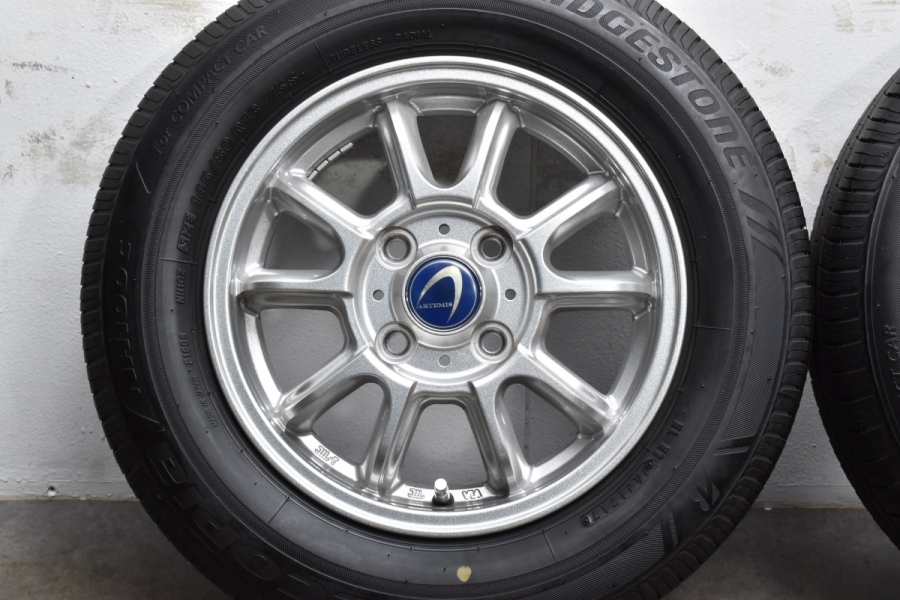 【ホイール美品】アルテミス LSW 13in 4J +43 PCD100 ブリヂストン エコピア NH100C 145/80R13 N-BOX  N-ONE N-WGN アルト ワゴンR タント