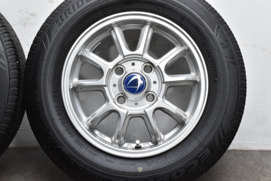 【ホイール美品】アルテミス LSW 13in 4J +43 PCD100 ブリヂストン エコピア NH100C 145/80R13 N-BOX  N-ONE N-WGN アルト ワゴンR タント