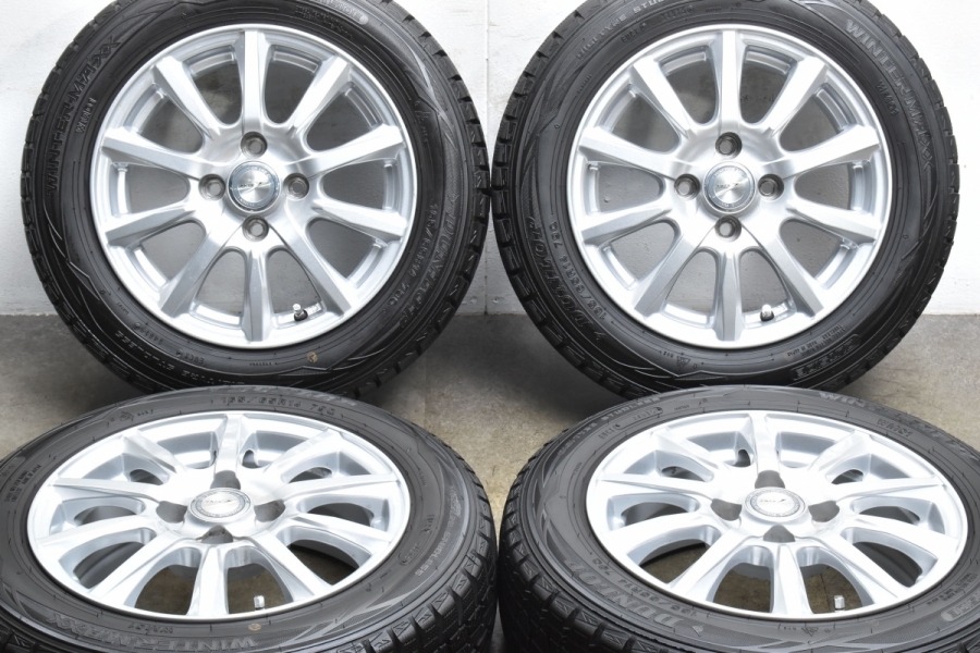 【美品 バリ溝】JOKER 14in 5.5J +38 PCD100 ダンロップ ウィンターマックス WM01 165/65R14 パッソ タンク  ルーミー ソリオ トール