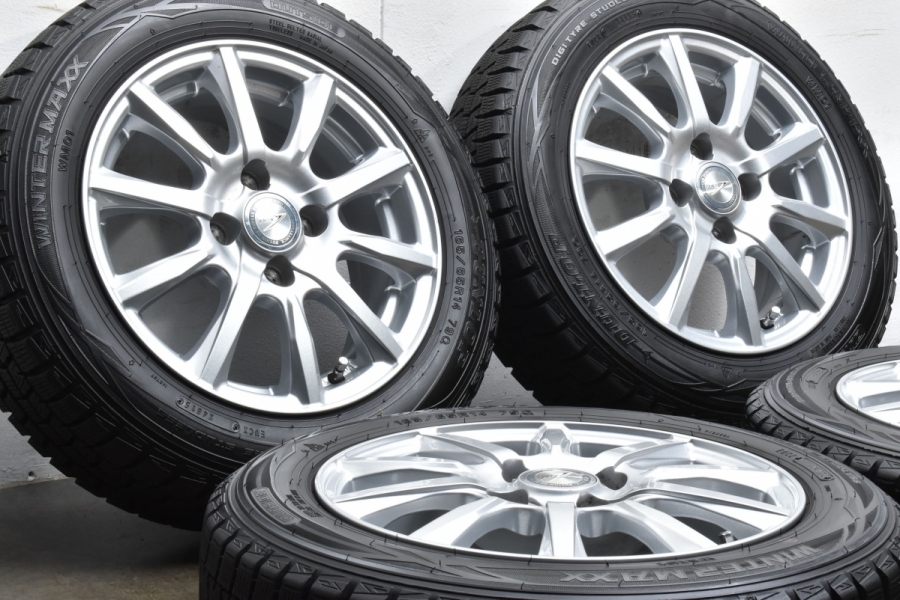 【美品 バリ溝】JOKER 14in 5.5J +38 PCD100 ダンロップ ウィンターマックス WM01 165/65R14 パッソ タンク  ルーミー ソリオ トール