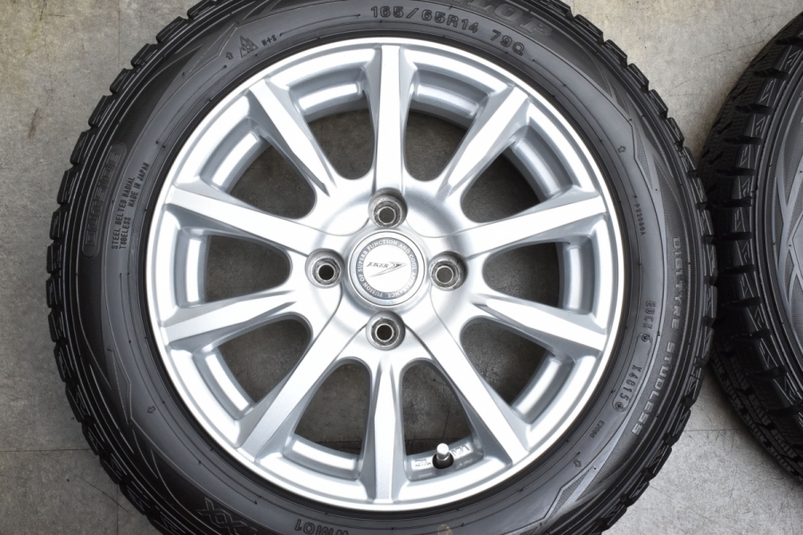 【美品 バリ溝】JOKER 14in 5.5J +38 PCD100 ダンロップ ウィンターマックス WM01 165/65R14 パッソ タンク  ルーミー ソリオ トール