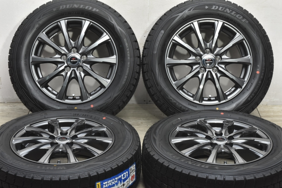 【未走行品】AIRNOVA 15in 6J +43 PCD100 ダンロップ ウィンターマックス WM01 195/65R15 プリウス  カローラツーリング インプレッサ