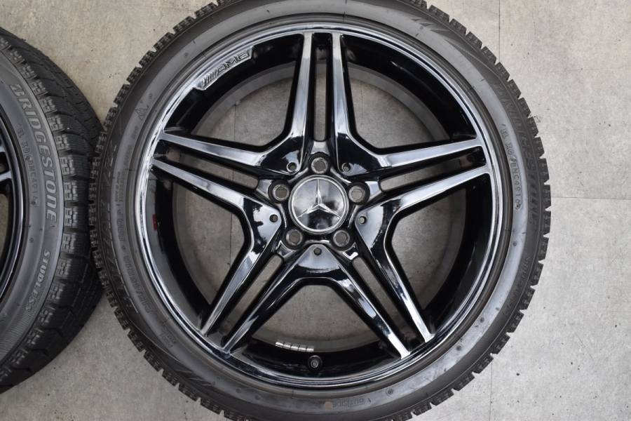 【ブラックリペイント済】ベンツ W176 Aクラス AMG 純正 18in 7.5J +52 ブリヂストン 215/45R18  品番:A1764010302 W177 W246 W247 Bクラス