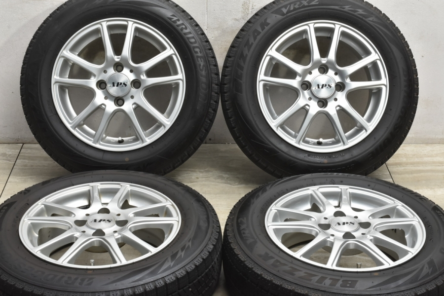 【バリ溝】APS 14in 5.5J +34 PCD100 ブリヂストン ブリザック VRX2 165/70R14 VW up! 純正サイズ アクア  パッソ ヴィッツ スイフト にも