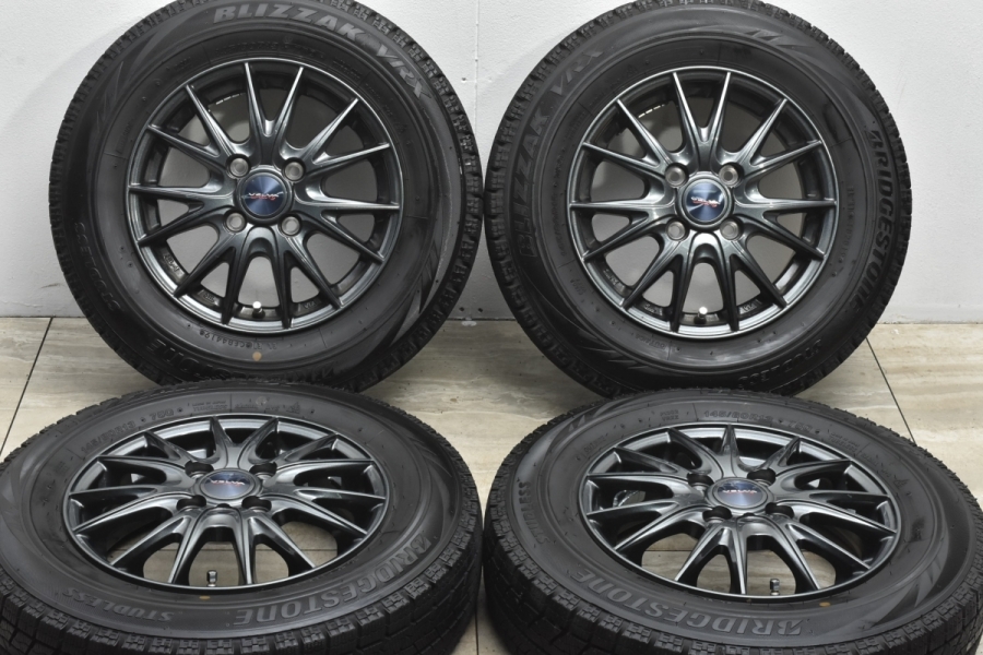 【2019年製 バリ溝 美品】VLEVA 13in 4J +45 PCD100 ブリヂストン ブリザック VRX 145/80R13 N-BOX  タント ミラ ムーヴ アルト ワゴンR