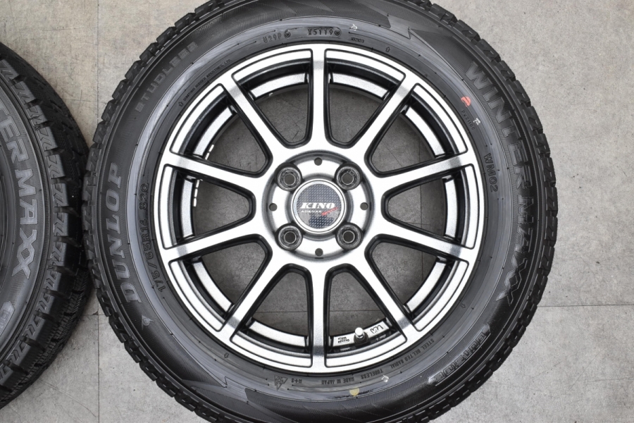 バリ溝 美品】KINO SPORT 14in 5.5J+42 PCD100 ダンロップ ウィンター