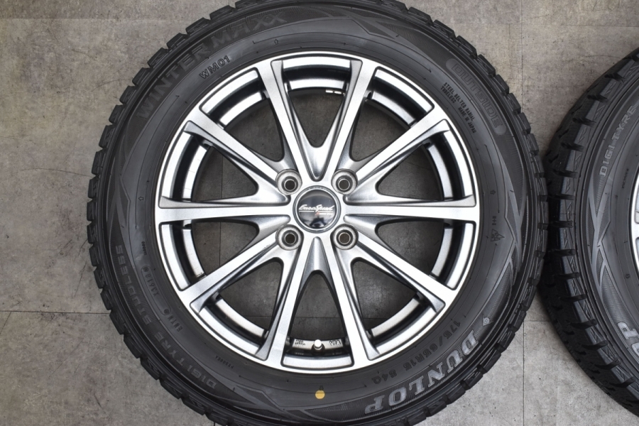 良好品】ユーロスピード V25 15in 5.5J +45 PCD100 ダンロップ ウィンターマックス WM01 175/65R15 アクア  フィールダー ヤリス フィット 中古 スタッドレスタイヤホイールセット | パーツ販売ナンバーワン