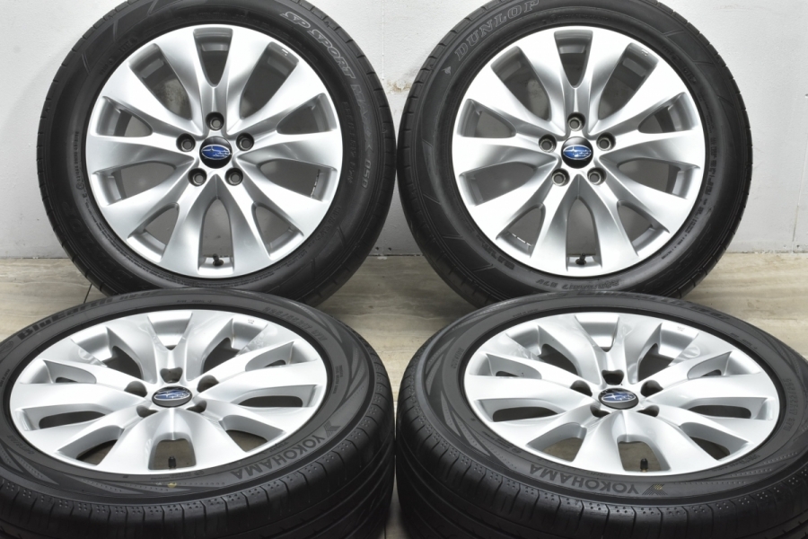 美品】スバル B4 レガシィ 純正 17in 7.5J +55 PCD114.3 ダンロップ SP 