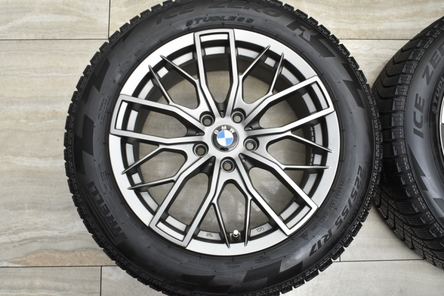 【バリ溝 美品】BIGWAY ユーロバーン MTX 17in 7.5J +52 PCD112 ピレリ アイスゼロフリクション 225/55R17  BMW F48 X1 F39 X2 純正サイズ