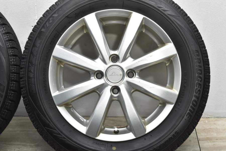 【バリ溝】LINZ 15in 5.5J +45 PCD100 ブリヂストン ブリザック VRX 185/60R15 アクア ヤリス ヴィッツ フィット  シャトル スイフト