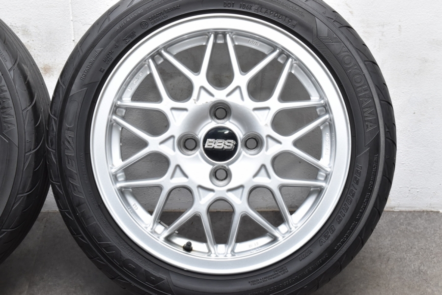 【バリ溝 美品】BBS 452 15in 6.5J+40 PCD100 ヨコハマ アドバン フレバ V701 195/50R15 フィット NA  ロードスター アクア スイフト マーチ