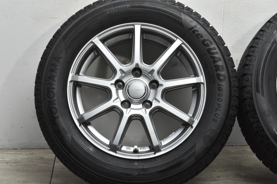 【バリ溝 美品】GRASS SV 16in 6.5J +48 PCD114.3 ヨコハマ アイスガード iG50プラス 215/60R16 カムリ  クラウン オデッセイ ヴェゼル