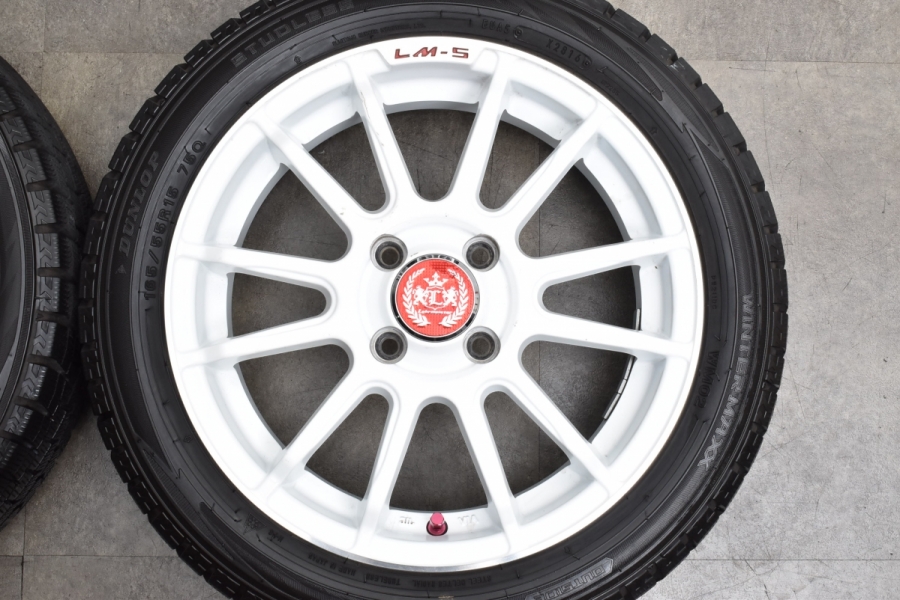 【バリ溝】レアマイスターLM-S トスカーナ6 15in 4.5J+45 PCD100 ダンロップWM02 165/55R15 N-BOX アルト  ソリオ タント ウェイク 軽自動車