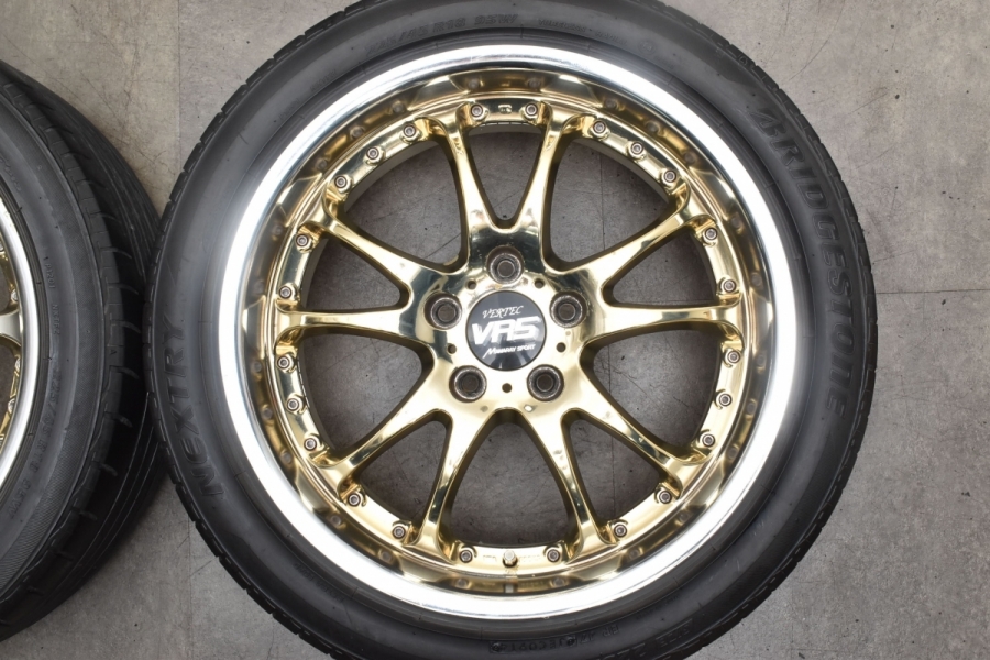 【クロームゴールド】マナレイスポーツ 18in 7.5J +45 PCD114.3 225/45R18 レクサス GS プリウスα カムリ マークX  クラウン オデッセイ