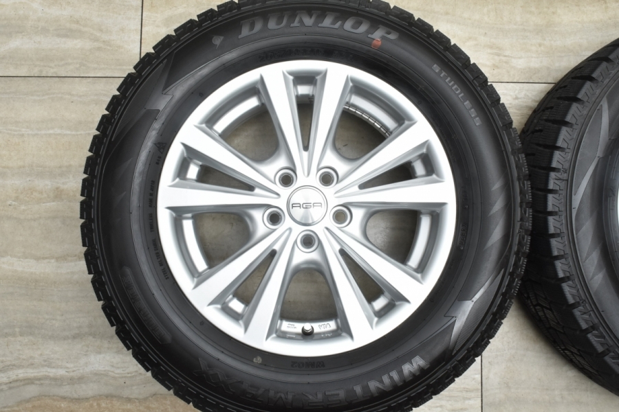 送料込 バリ溝 ホイール　タイヤ　セット　205 65 15 インチ 2020年製 バリ溝】AGA 15in 5.5J +38 PCD100 ダンロップ