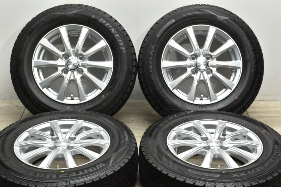 【バリ溝 美品】JOKER 14in 5.5J +38 PCD100 ダンロップ ウィンターマックス WM02 185/70R14 アクア ヤリス  ヴィッツ ノート フリード