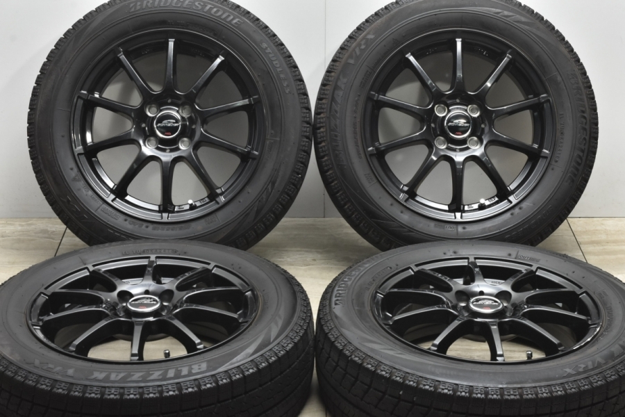 【バリ溝】シュナイダー 15in 5.5J +45 PCD100 ブリヂストン ブリザック VRX 175/65R15 アクア ヤリス ヴィッツ  フィット スイフト