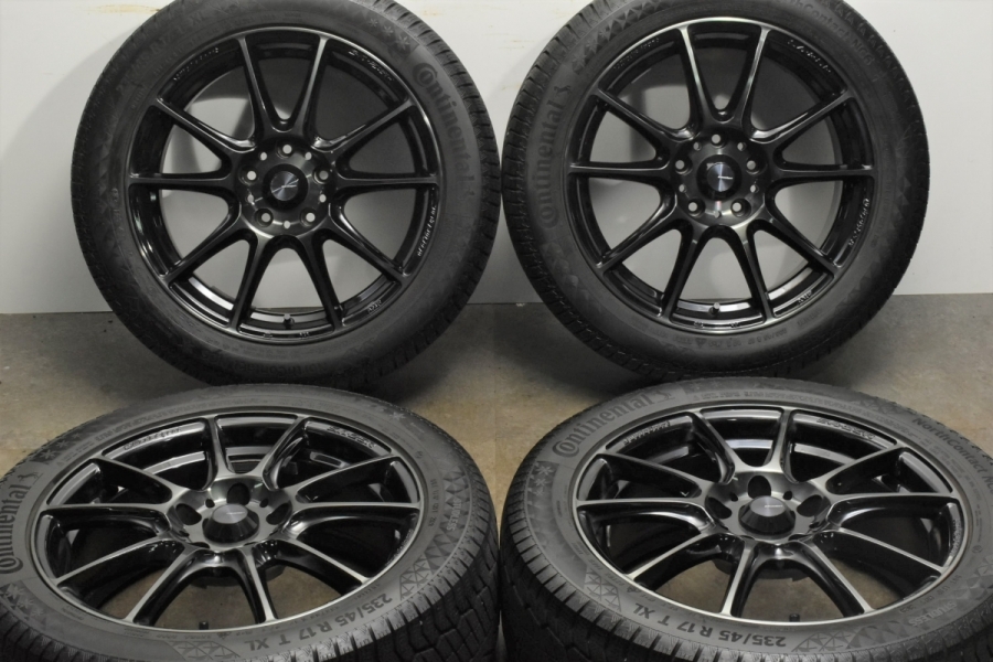 【バリ溝 美品】WEDS SPORT SA-25R 17in 7J +40 PCD114.3 コンチネンタル ノースコンタクト NC6  235/45R17 スカイライン シーマ シビック