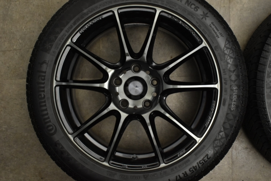 【バリ溝 美品】WEDS SPORT SA-25R 17in 7J +40 PCD114.3 コンチネンタル ノースコンタクト NC6  235/45R17 スカイライン シーマ シビック