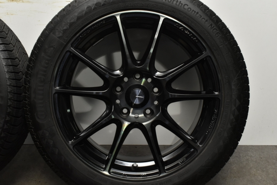 【バリ溝 美品】WEDS SPORT SA-25R 17in 7J +40 PCD114.3 コンチネンタル ノースコンタクト NC6  235/45R17 スカイライン シーマ シビック