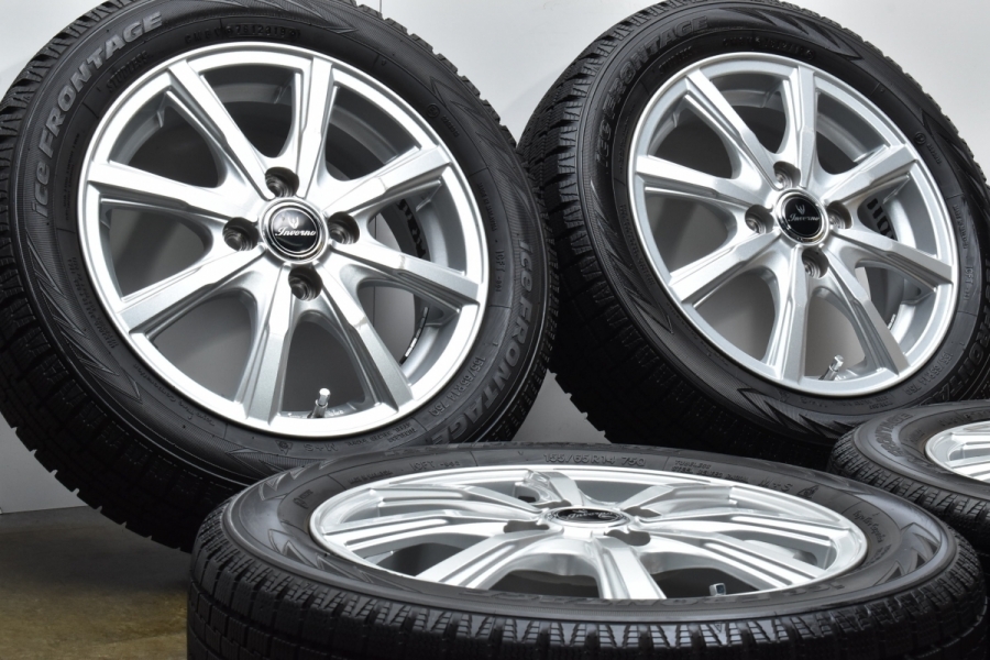 【バリ溝】INVERNO 14in 4.5J +45 PCD100 イエローハット アイスフロンテージ 155/65R14 ピクシス N-BOX  デイズ サクラ アルト タント