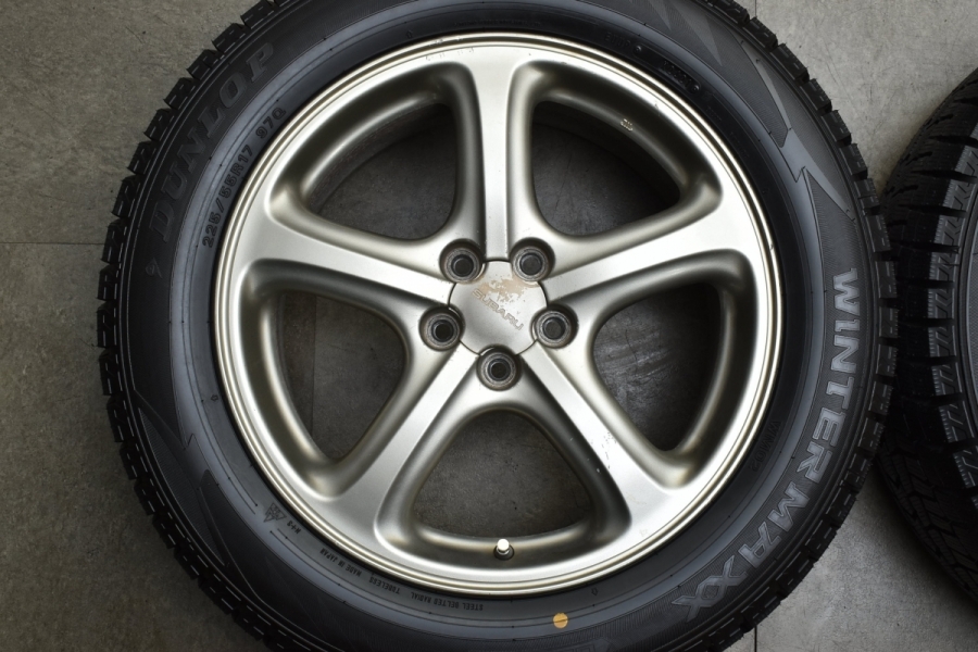 ★バリ溝必見★225/55 R17 スタッドレスアルミ 4本セット 2021年製 バリ溝スタッドレス】スバル 純正 17in 7J +55 PCD100
