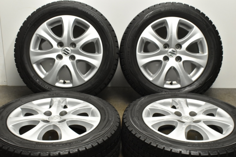 【バリ溝】スズキ スイフト 純正 15in 5.5J +45 ダンロップ ウィンターマックス WM01 185/60R15 イグニス ソリオ  スプラッシュ 車検用