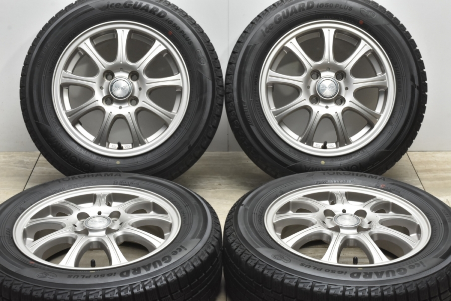 【バリ溝】LAYCEA 14in 5.5J +50 PCD100 ヨコハマ アイスガード5PLUS iG50+ 175/65R14 パッソ ヴィッツ  ノート フィット デミオ