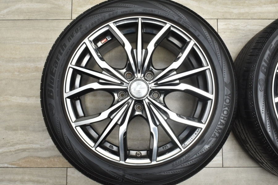 【程度良好】レオニス LV 17in 7J +53 PCD114.3 ヨコハマ ブルーアース RV-02 215/50R17 プリウスα リーフ  レヴォーグ MAZDA3