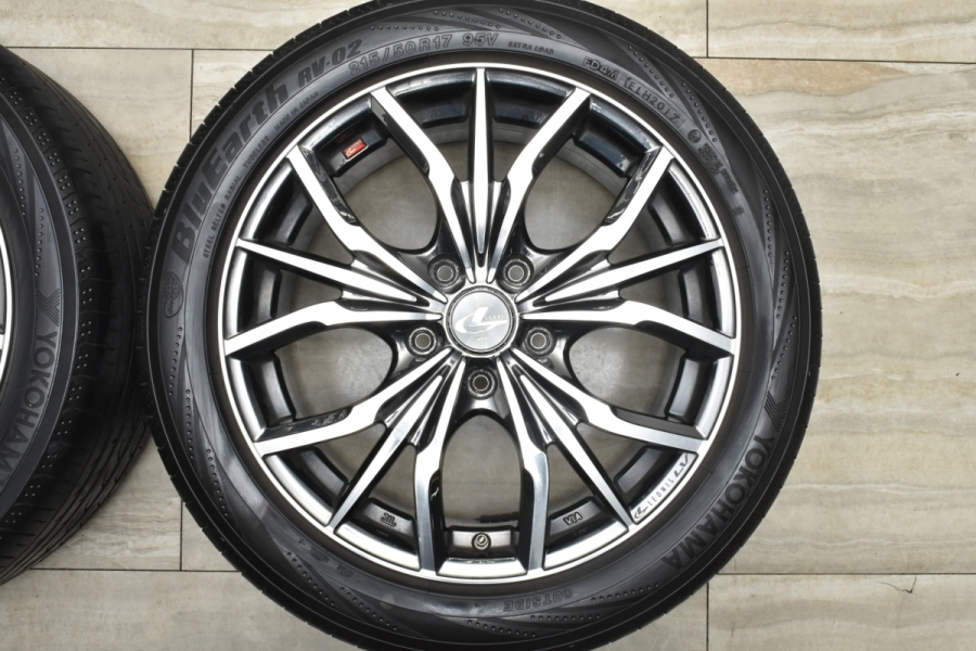 【程度良好】レオニス LV 17in 7J +53 PCD114.3 ヨコハマ ブルーアース RV-02 215/50R17 プリウスα リーフ  レヴォーグ MAZDA3