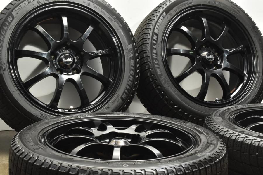 【美品 バリ溝】LMスポーツ 17in 7.5J +50 PCD114.3 ミシュラン X-ICE3+ 235/45R17 スカイライン シーマ  シビック RX-7 スタッドレス