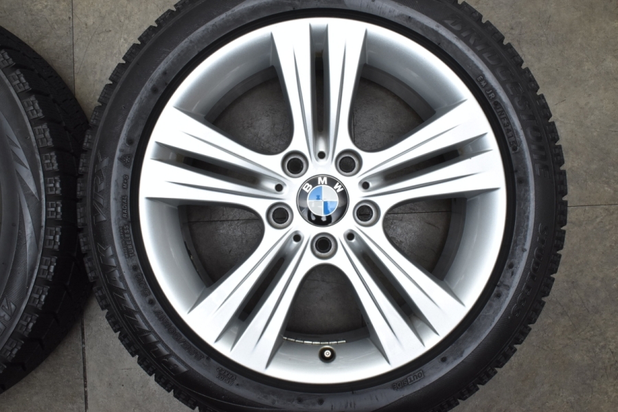 【バリ溝 美品】BMW F30 F31 3シリーズ 純正 17in 7.5J+37 PCD120 ブリヂストン 225/50R17 E60 E61  5シリーズ ダブルスポーク392