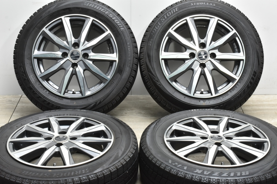 【バリ溝】SMACK 15in 6.5J +43 PCD100 ブリヂストン ブリザック VRX 175/65R15 アクア ヴィッツ フィット  キューブ スイフト イグニス