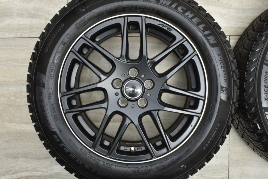 【バリ溝 美品】EURO AFG 16in 6.5J +47 PCD100 ミシュラン X-ICE SNOW 205/60R16 VW ティークロス  純正サイズ スタッドレス