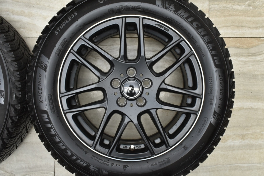 【バリ溝 美品】EURO AFG 16in 6.5J +47 PCD100 ミシュラン X-ICE SNOW 205/60R16 VW ティークロス  純正サイズ スタッドレス