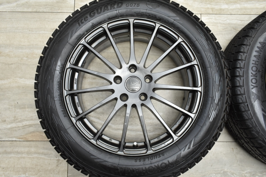 【バリ溝 美品】ENKEI Creative Direction 18in 7J +53 PCD114.3 ヨコハマ アイスガードG075  225/60R18 CR-V T32エクストレイル CX-5 CX-8