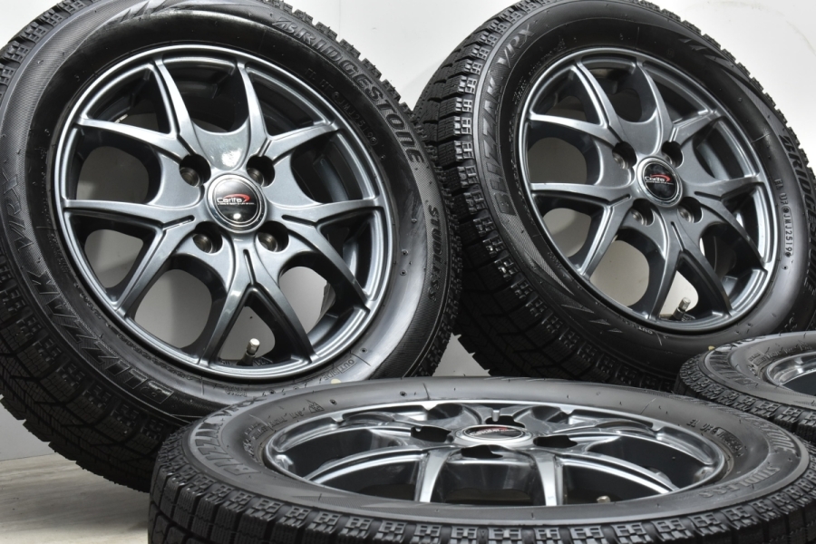 【バリ溝 美品】Carifa 13in 4.00B +43 PCD100 ブリヂストン ブリザック VRX 155/65R13 ザッツ ゼスト モコ  アルト ワゴンR ムーヴ ミラ