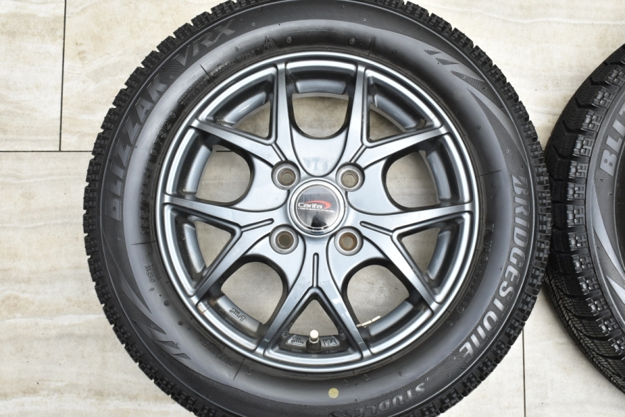 【バリ溝 美品】Carifa 13in 4.00B +43 PCD100 ブリヂストン ブリザック VRX 155/65R13 ザッツ ゼスト モコ  アルト ワゴンR ムーヴ ミラ