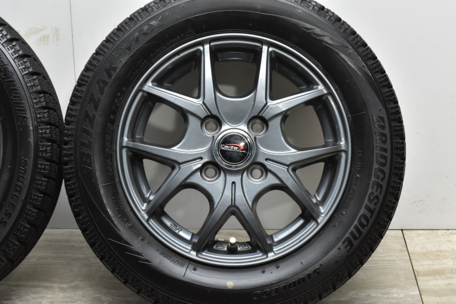 【バリ溝 美品】Carifa 13in 4.00B +43 PCD100 ブリヂストン ブリザック VRX 155/65R13 ザッツ ゼスト モコ  アルト ワゴンR ムーヴ ミラ