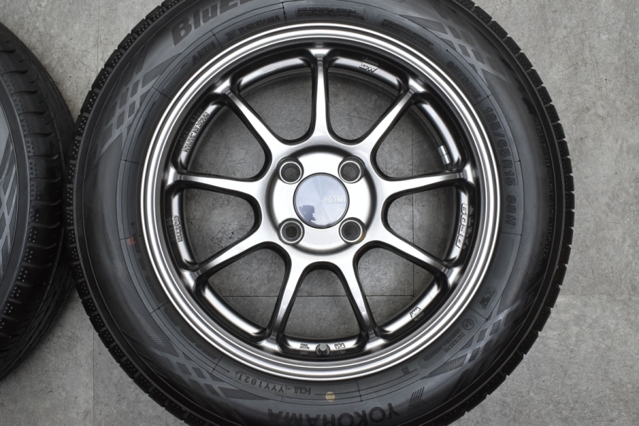 美品 バリ溝】ENKEI PF09 15in 6J +42 PCD100 ヨコハマ ブルーアースGT 