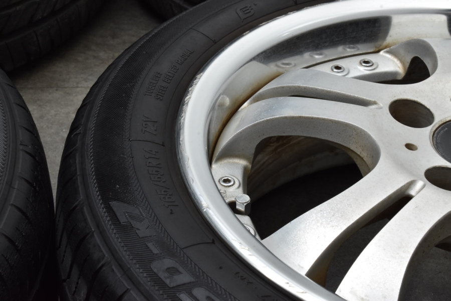 バリ山 165/55R14 セイバーリング スズキ純正ホイール付き。