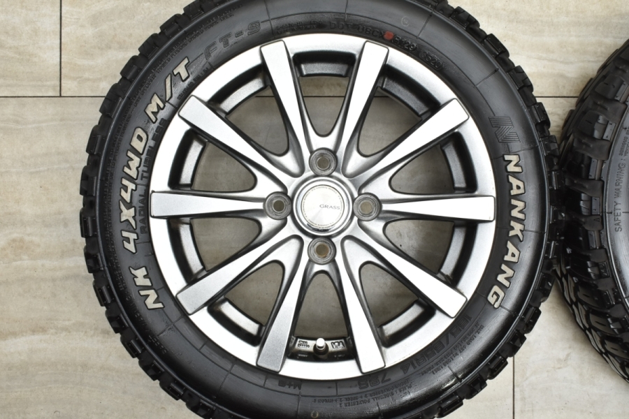 バリ溝ホワイトレター マッドタイヤ付 美品】GRASS 14in 5.5J +50