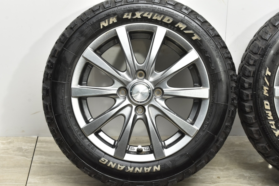 バリ溝ホワイトレター マッドタイヤ付 美品】GRASS 14in 5.5J +