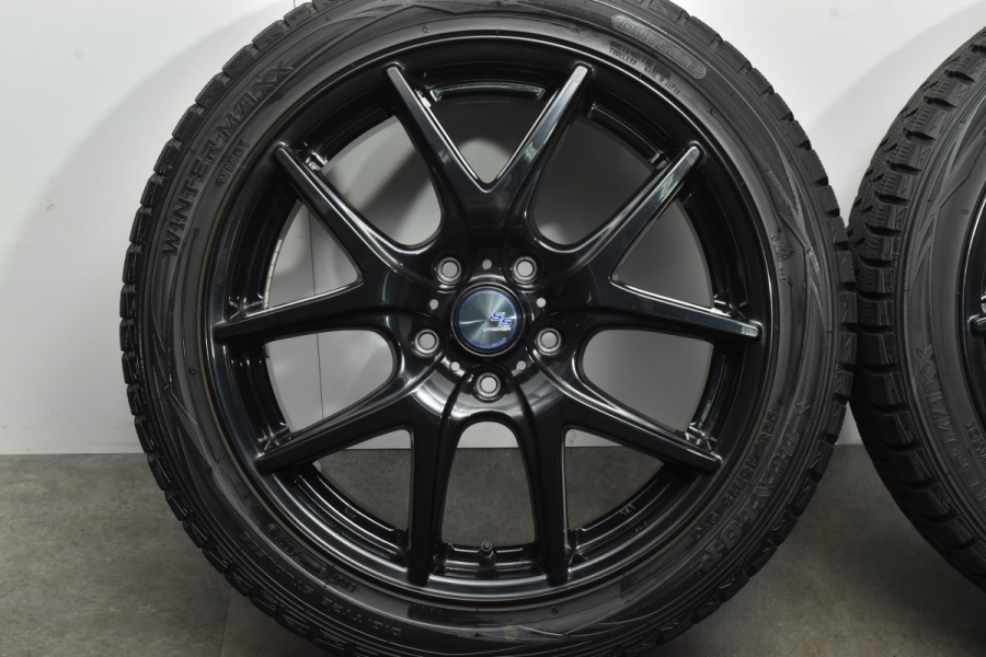 【美品】シュタイナー 18in 7J +48 PCD114.3 ダンロップ ウィンターマックス WM01 225/45R18 プリウスα レヴォーグ  WRX オデッセイ