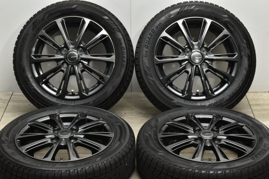 美品】MILLOUS 14in 4.5J +45 PCD100 ヨコハマ アイスガード iG60 155 