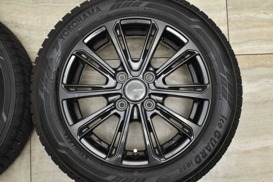 美品】MILLOUS 14in 4.5J +45 PCD100 ヨコハマ アイスガード iG60 155 