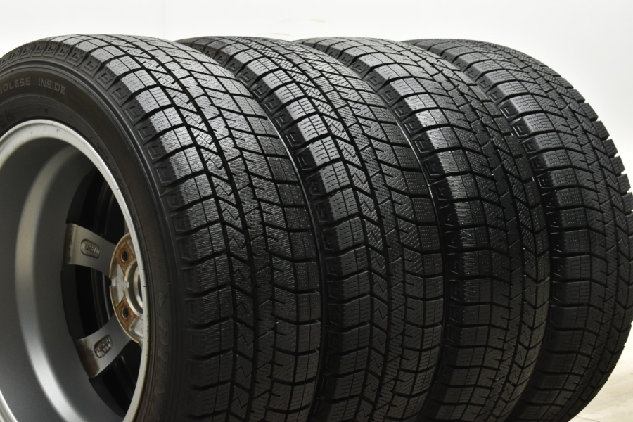 ① 185/60R15 ダンロップWM03 バリ溝 1本 送料込み 2022年製 バリ溝 WM03付 美品】PRD 15in 5.5J+50 PCD100 ダンロップ